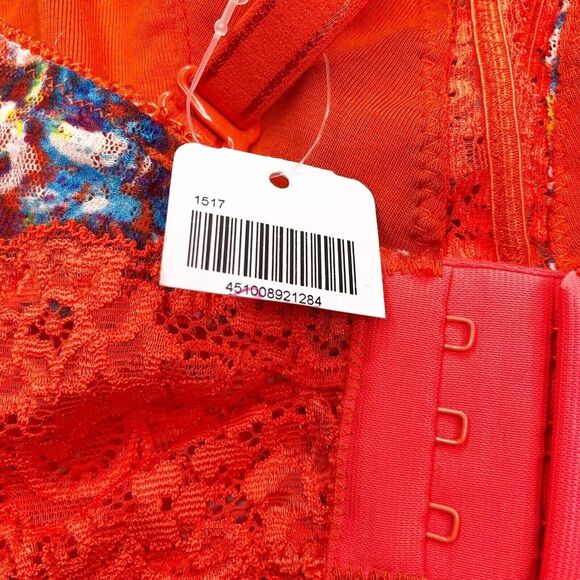 Soma Bralette Lace Plunge Bra Artistic Floral Orange Size XS Extra Small - Picture 5 of 5